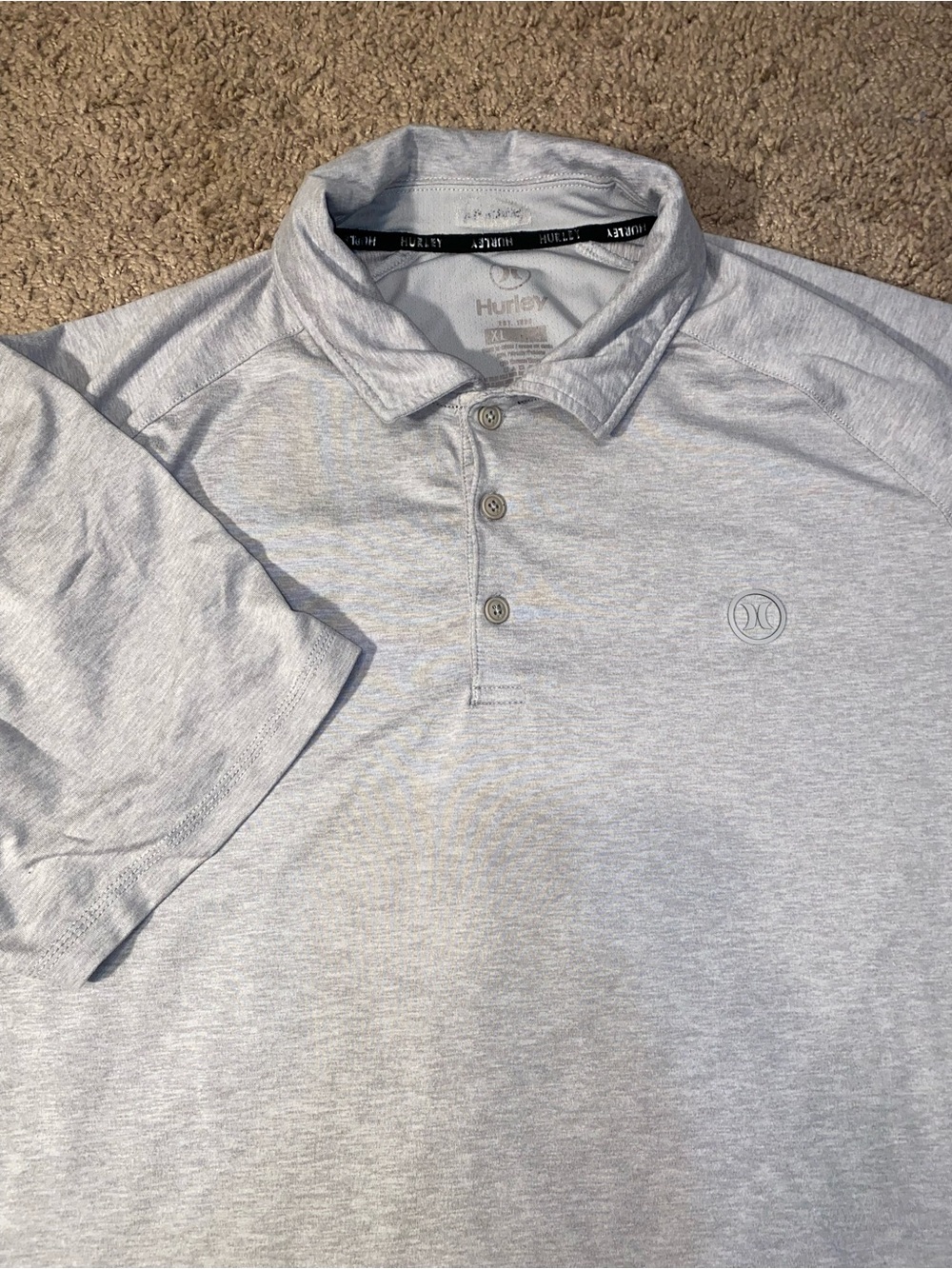 Hurley Golf Tennis Polo Size XL Breathable Summer Beach Work Gray Shirt